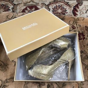Michael Kors York Platform Gold Glitter Heels